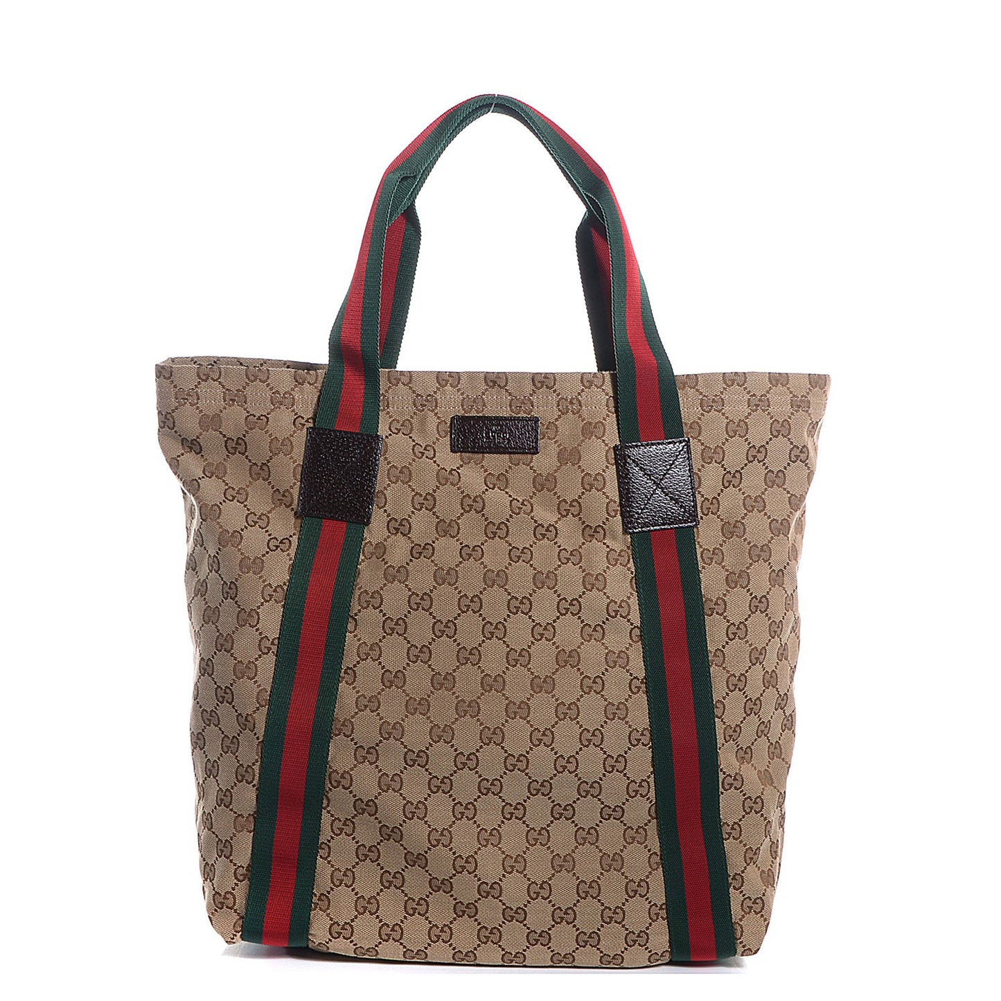 GG Monogram Medium Web Handle Vertical Tote Bag Dark Brown