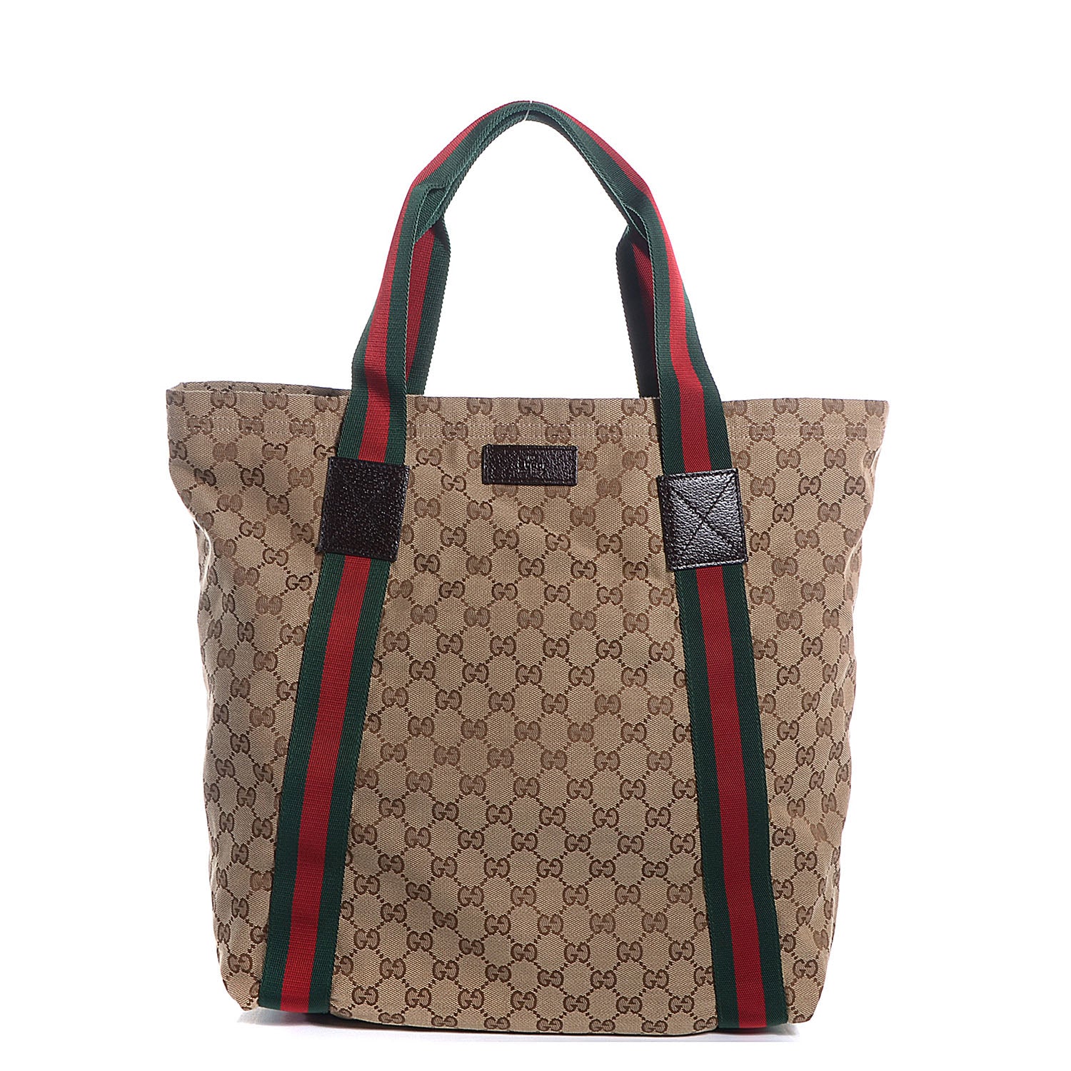Gucci GG Monogram Medium Web Handle Vertical Tote Bag Dark Brown 1 of 10