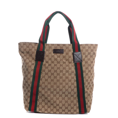Gucci GG Monogram Medium Web Handle Vertical Tote Bag Dark Brown 1 of 10
