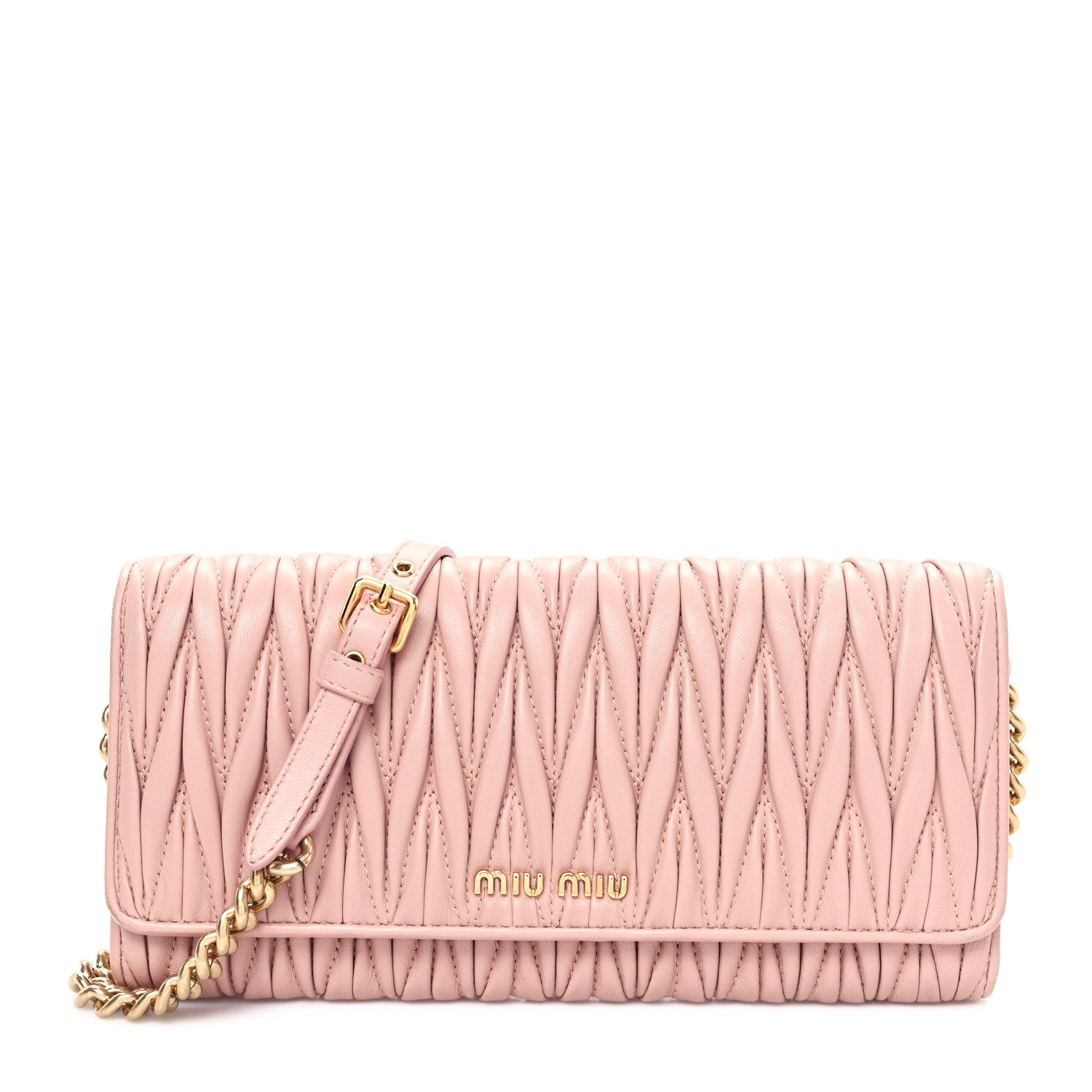 Miu Miu Nappa Matelasse Wallet On Chain Orchidea 1 of 11