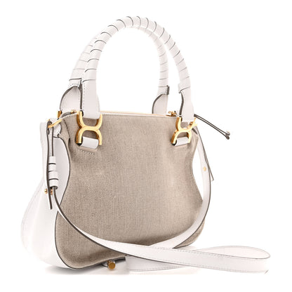 Chloe Canvas Calfskin Small Marcie Satchel White 3 of 22