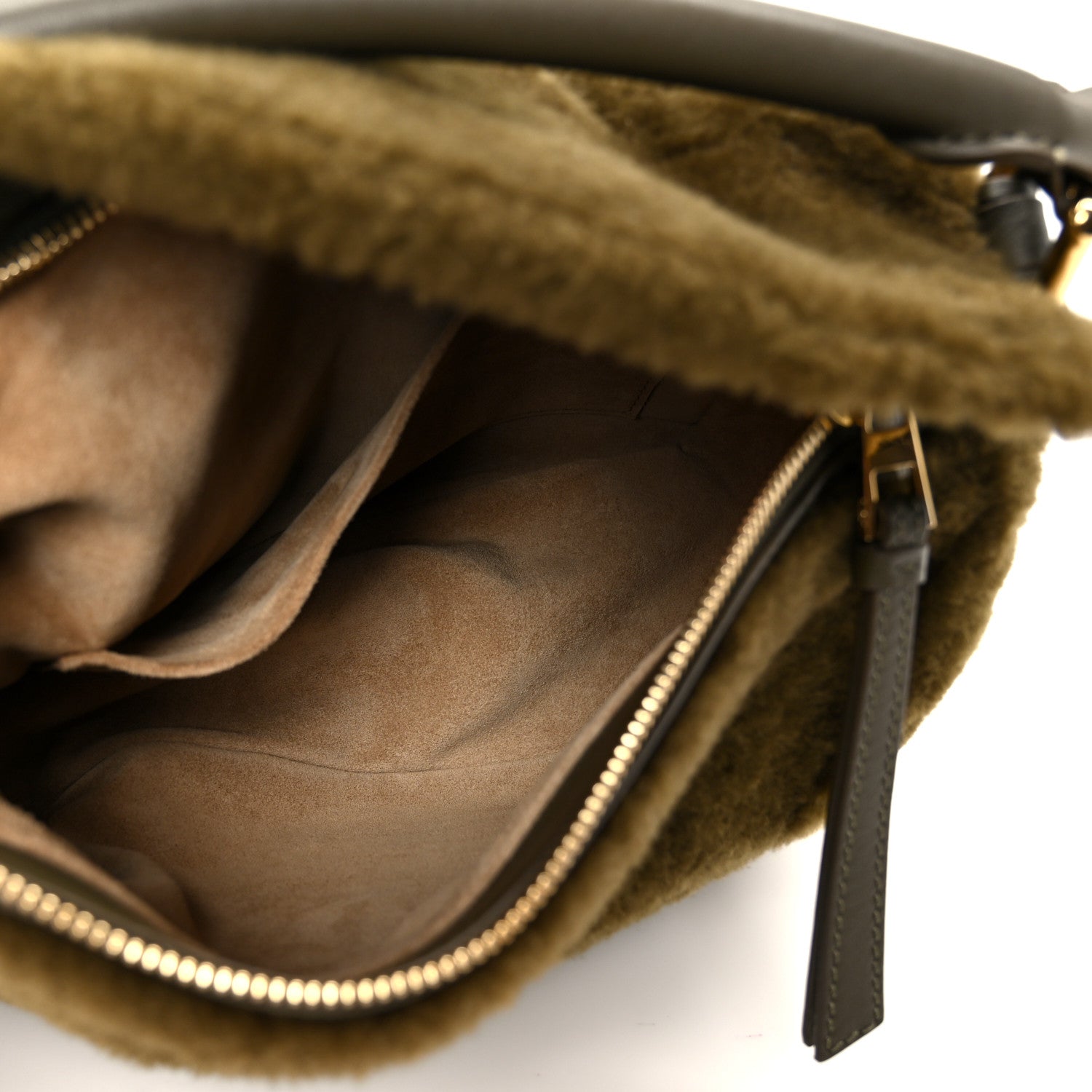Loewe Shearling Small Puzzle Edge Bag Dark Khaki 5 of 10