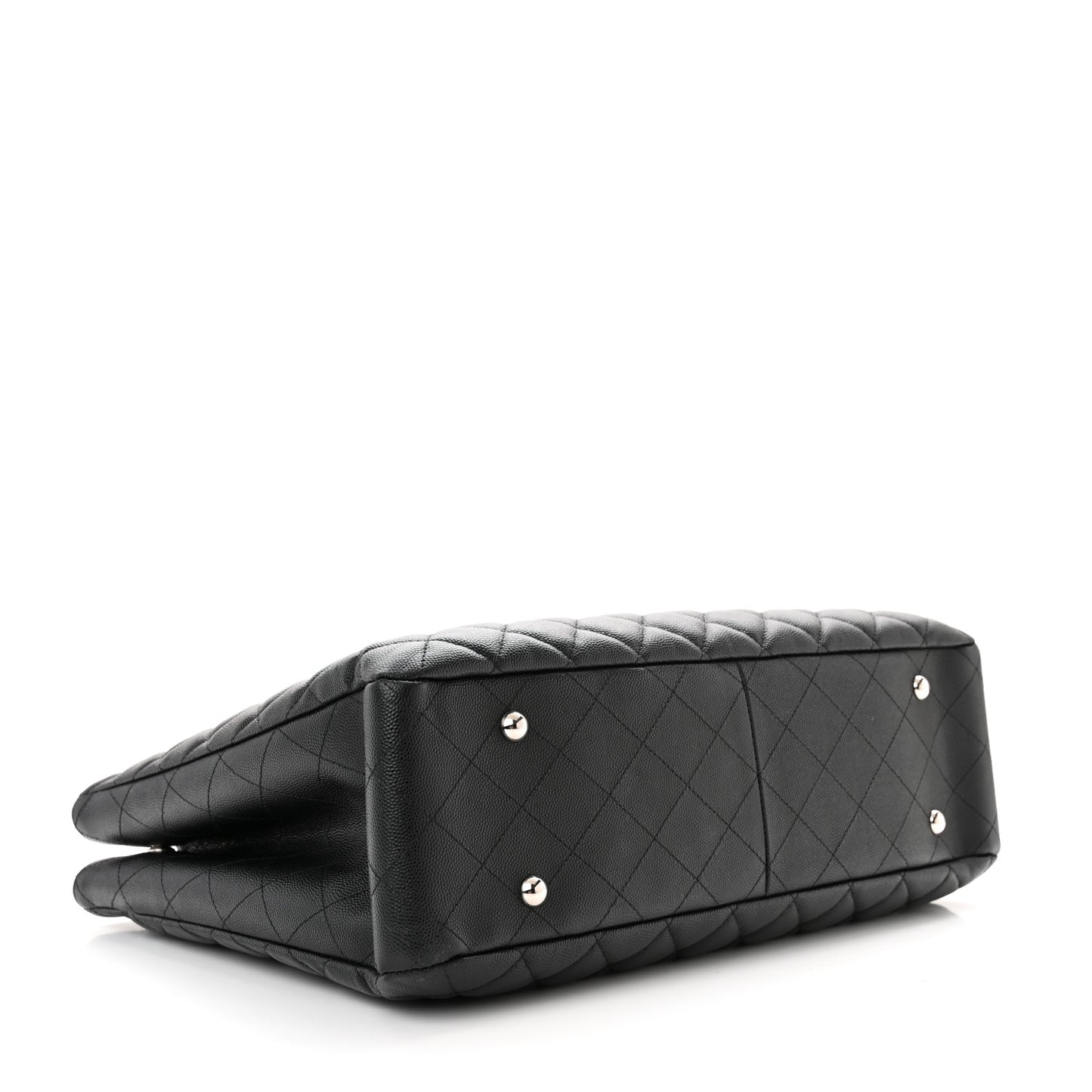 Caviar Quilted Large Shopping Tote Black