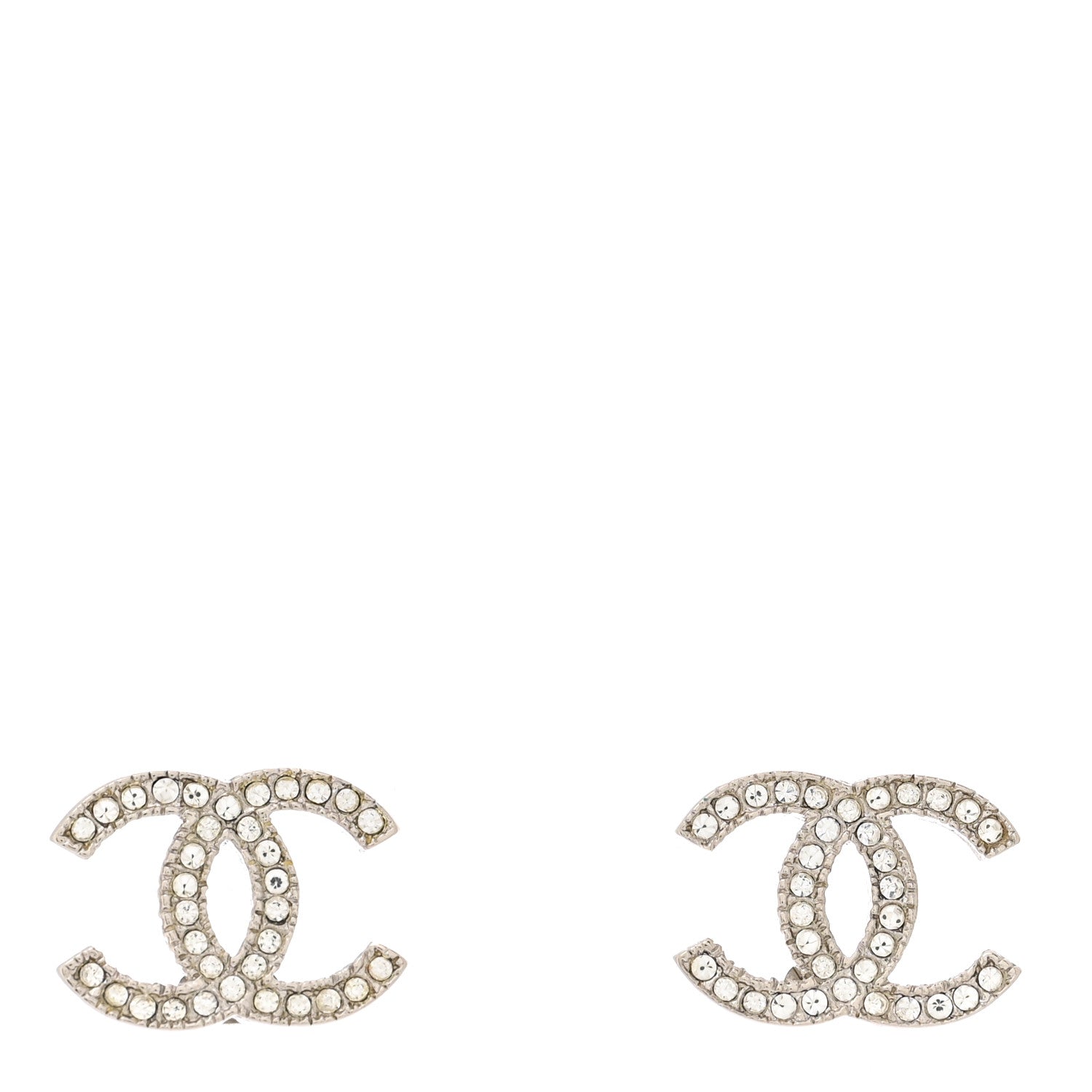 Chanel Crystal Mini Timeless CC Earrings Silver 1 of 4