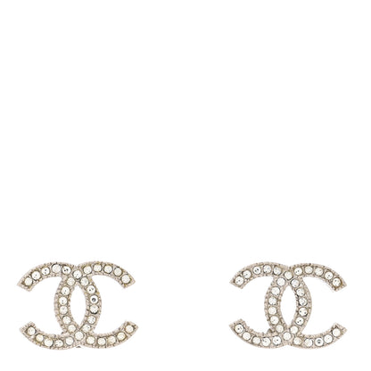 Chanel Crystal Mini Timeless CC Earrings Silver 1 of 4