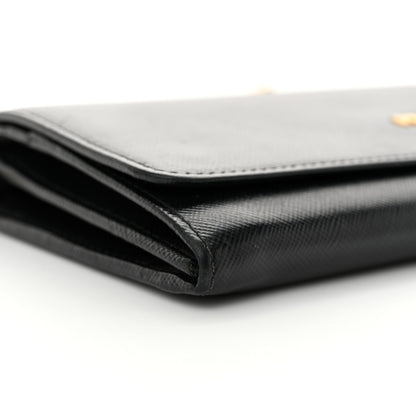 Prada Saffiano Metal Oro Chain Wallet Black 8 of 14