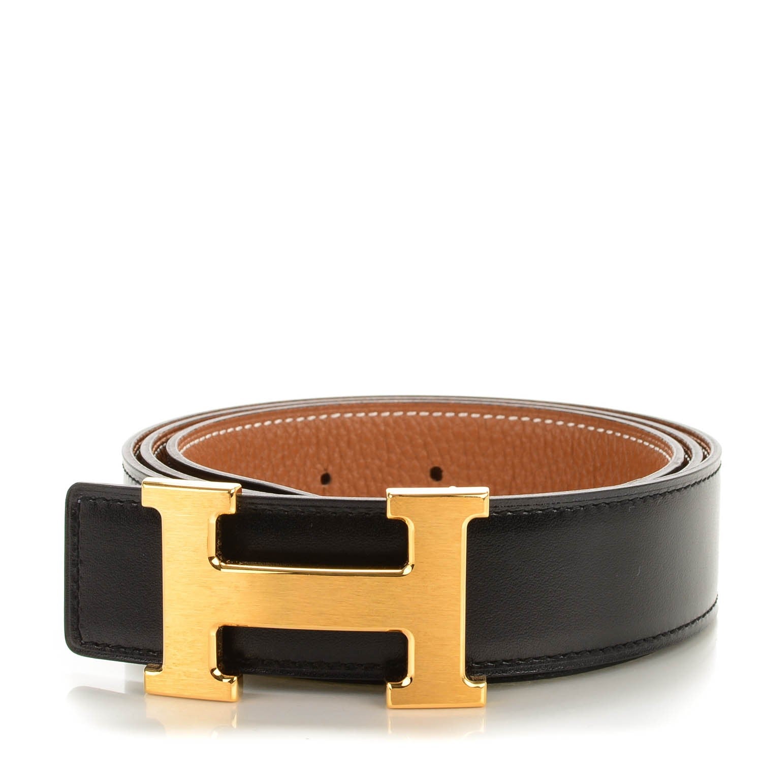 Hermes Box Togo 32mm H Belt 95 Black Gold 1 of 7