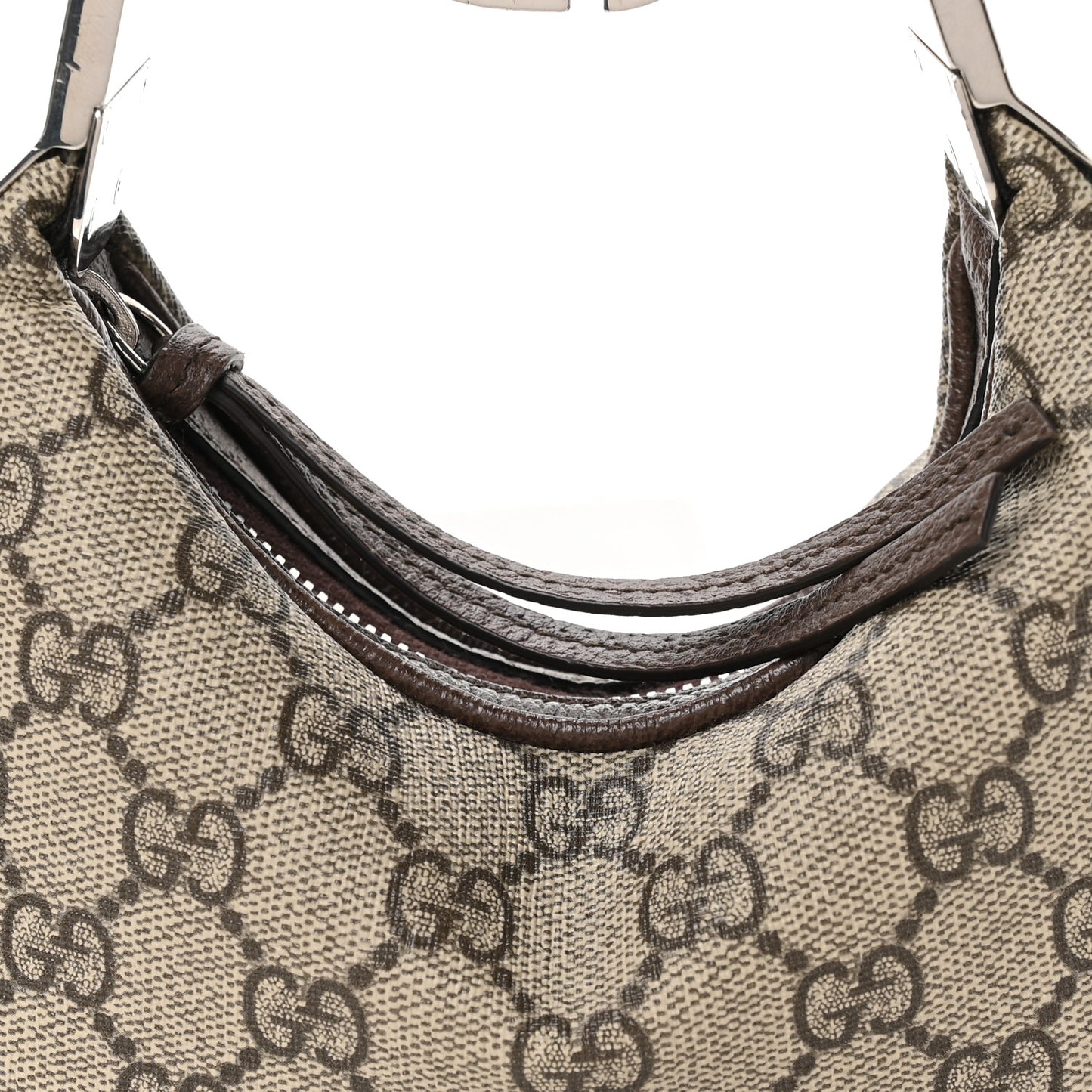 GG Supreme Monogram Textured Dollar Calfskin Web Mini Attache Bag Beige Ebony New Acero