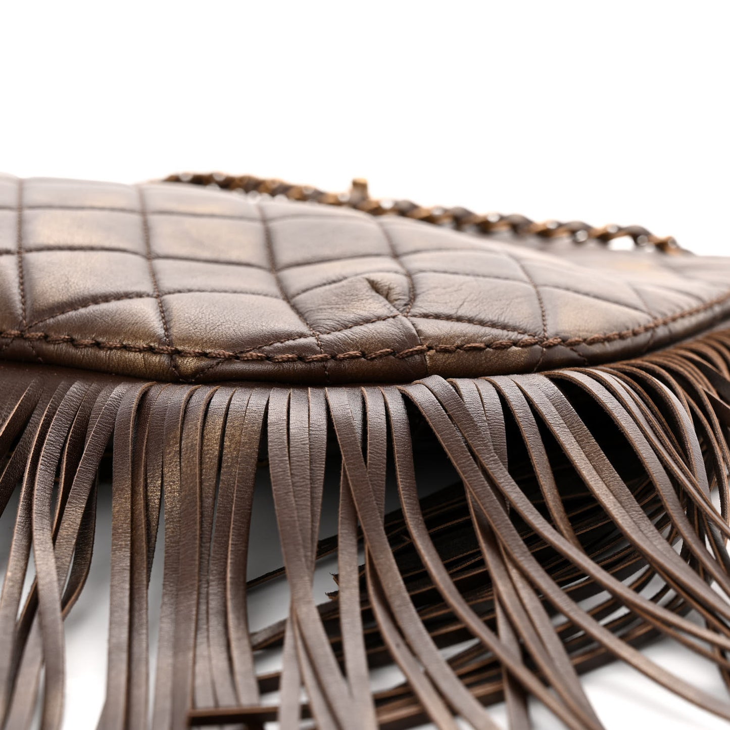 Calfskin Quilted Into The Fringe Hobo Brown