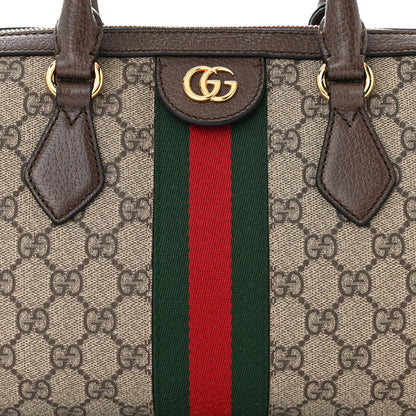 Gucci GG Supreme Monogram Textured Dollar Calfskin Web Medium Ophidia Boston Beige Ebony New Acero 8 of 11