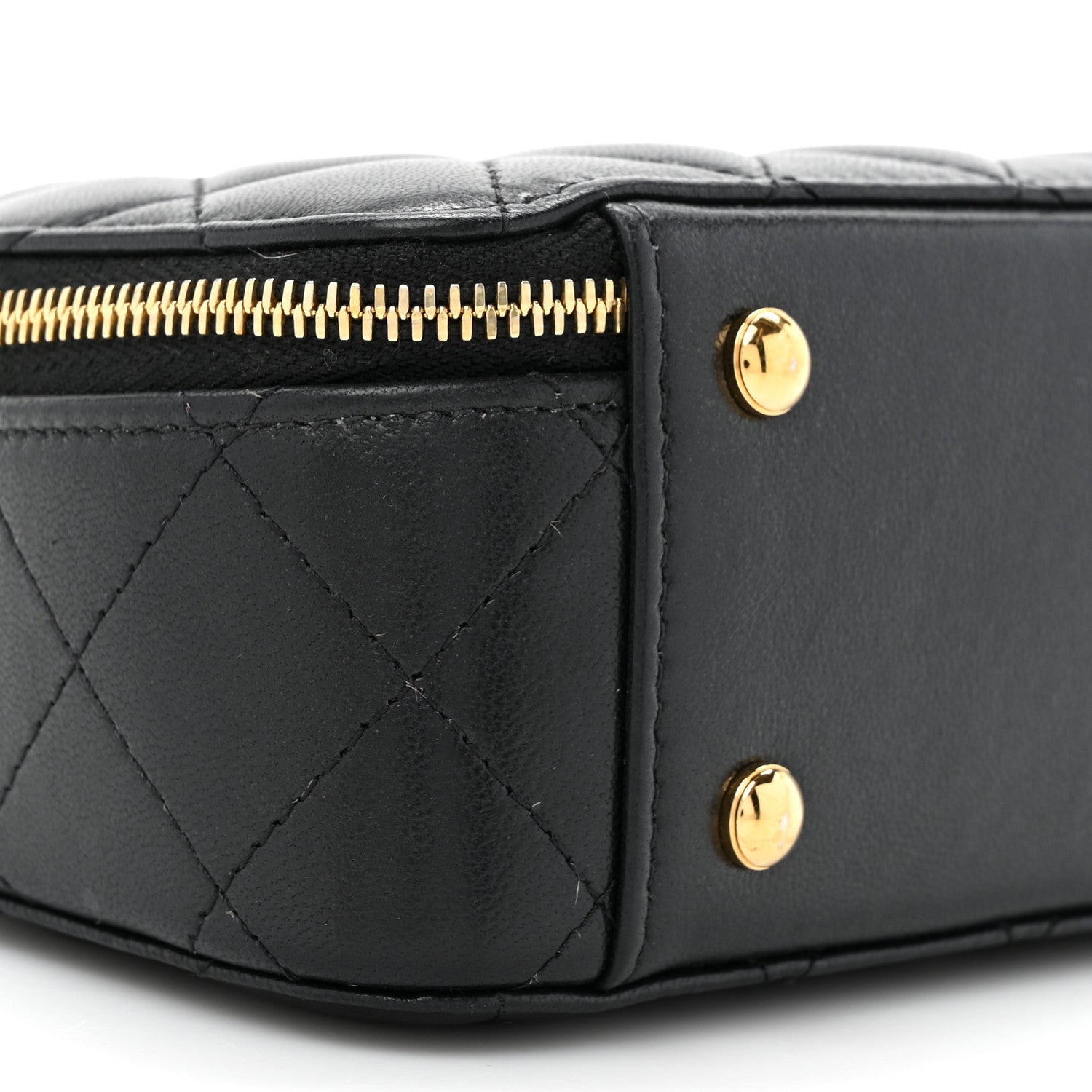 Chanel Lambskin Quilted Chic Riviera Top Handle Vanity Case Black 10 of 14