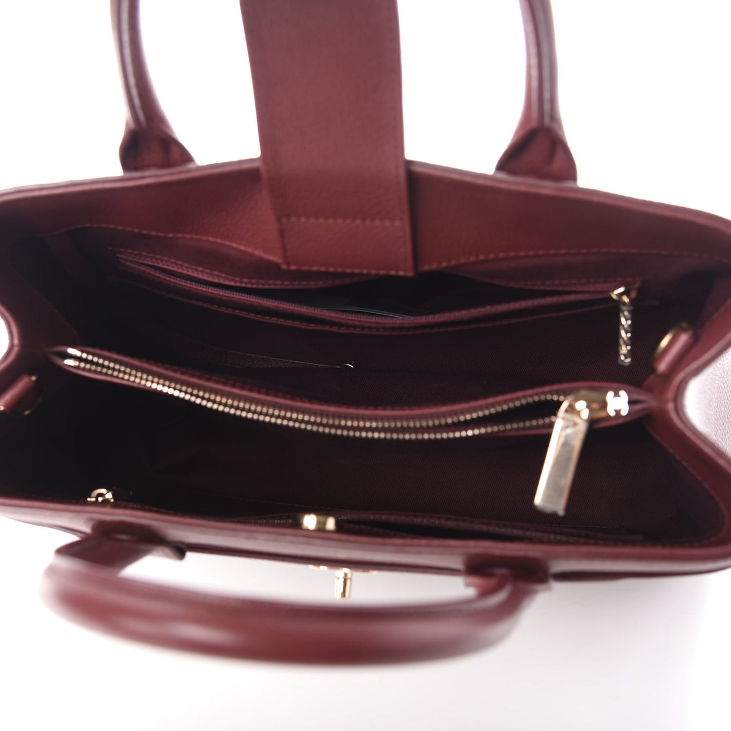 Grained Calfskin Small Neo Executive Shopper Tote Burgundy