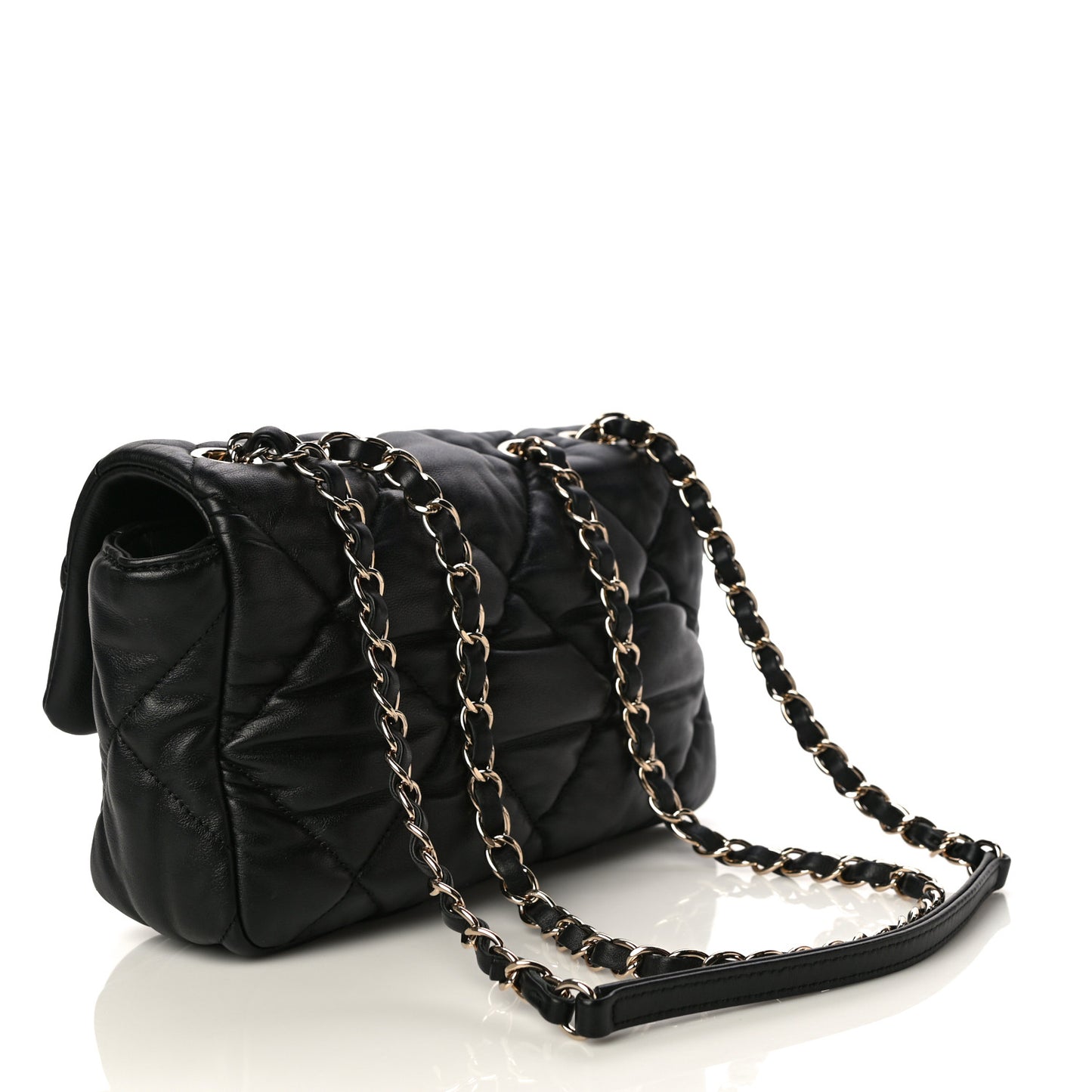 Calfskin Quilted Medium Bubbly Flap Black