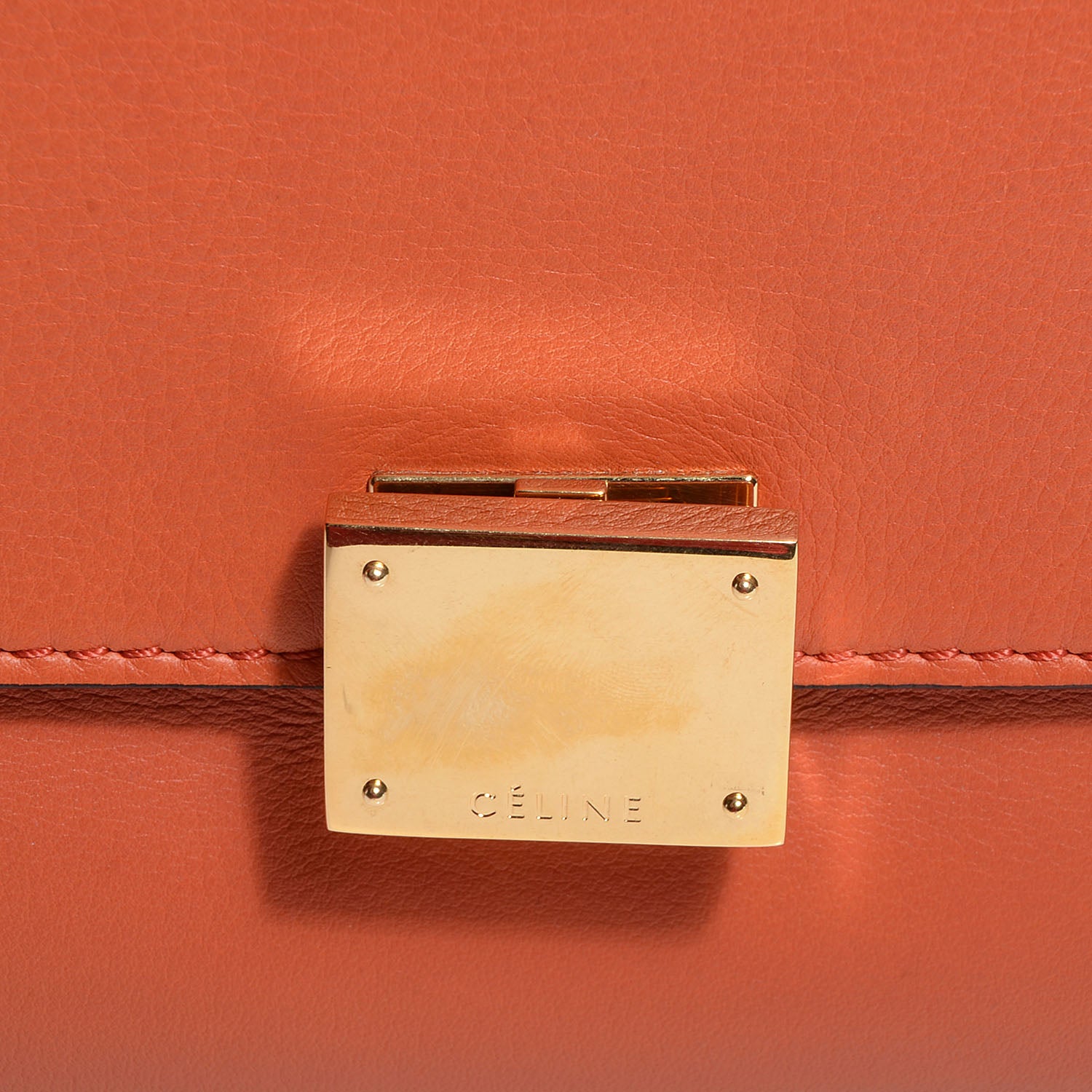 Celine Calfskin Suede Medium Trapeze Orange 5 of 12