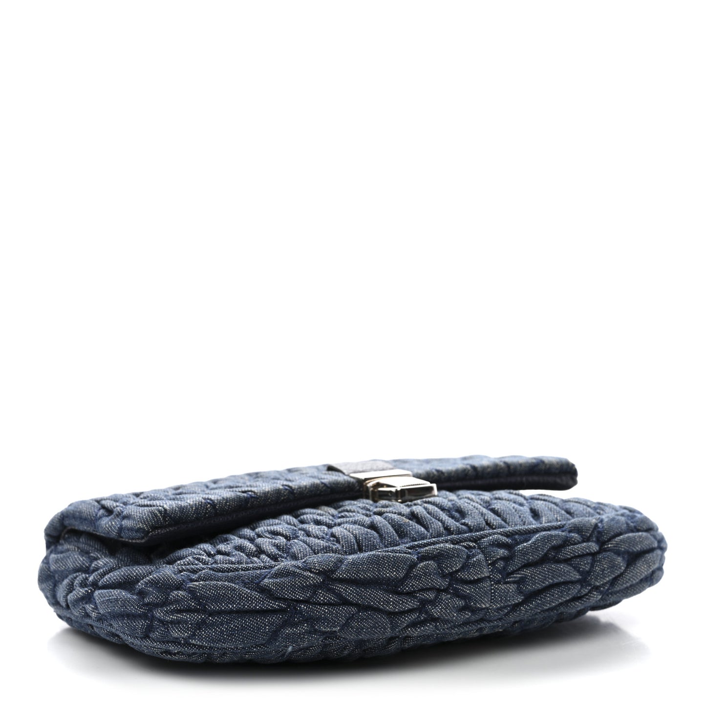 Denim Matelasse Crystal Chain Crossbody Bag Blue