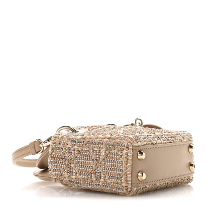 Christian Dior Lambskin Cannage Beaded Crystal Embroidered Micro Lady Dior Beige 4 of 11