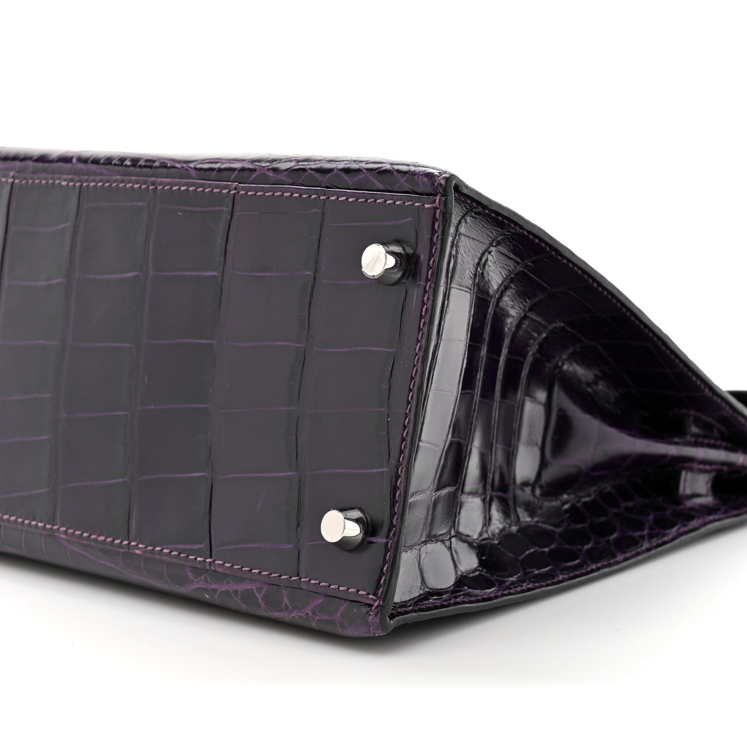 Hermes Shiny Niloticus Crocodile Kelly Sellier 28 Amethyst 1842817