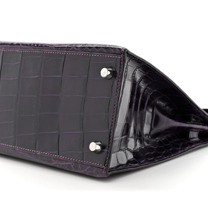 Hermes Shiny Niloticus Crocodile Kelly Sellier 28 Amethyst 16 of 23