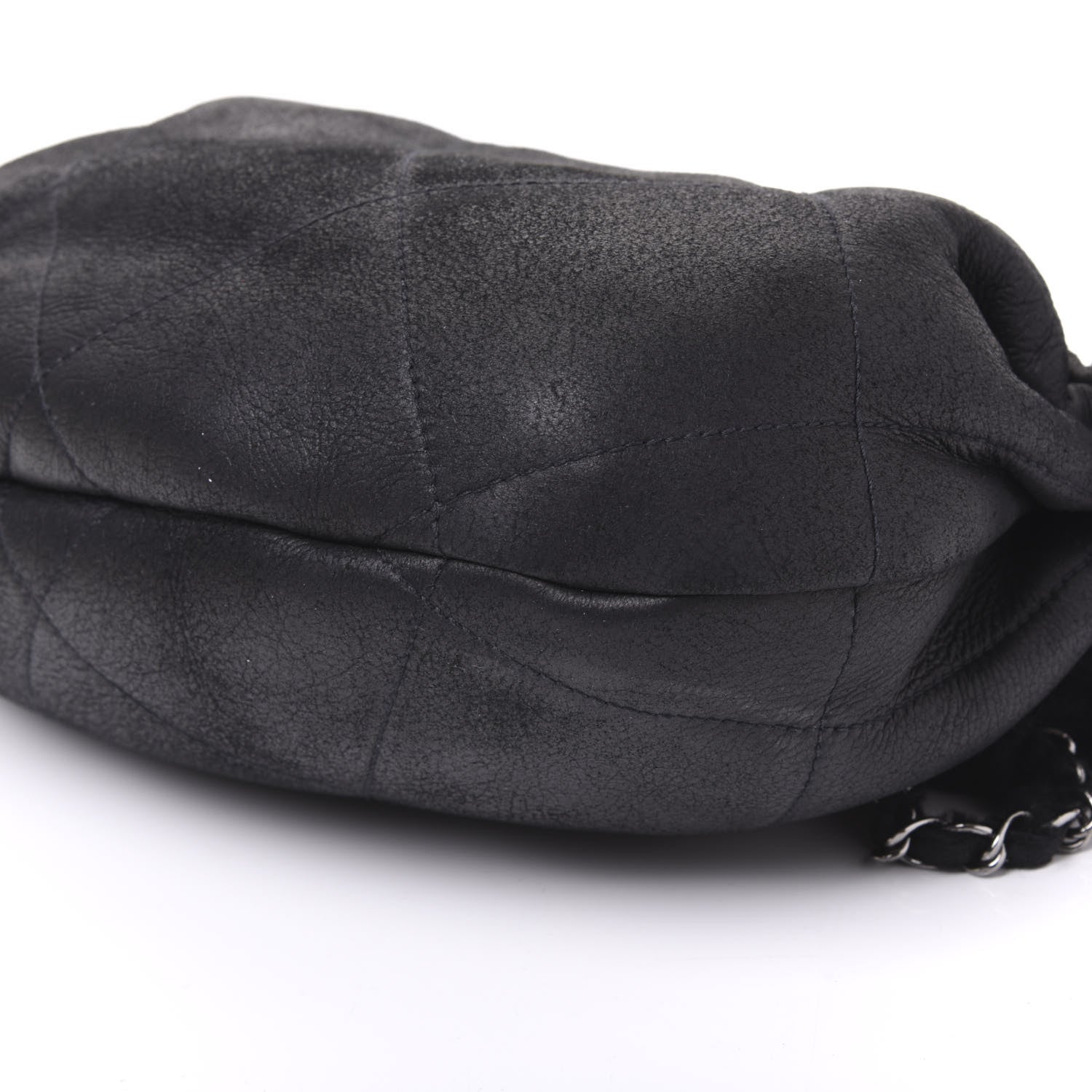 Chanel Shearling Suede Lambskin Stitched Hobo Black 6 of 9