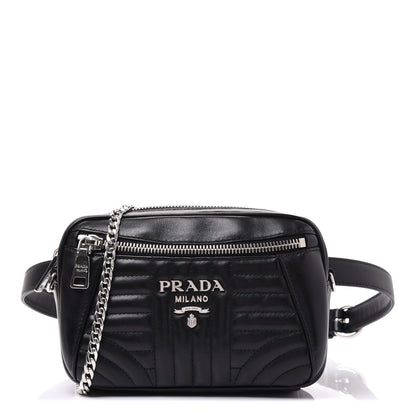 Prada Soft Calfskin Impunture Diagramme Belt Bag Black 1 of 8