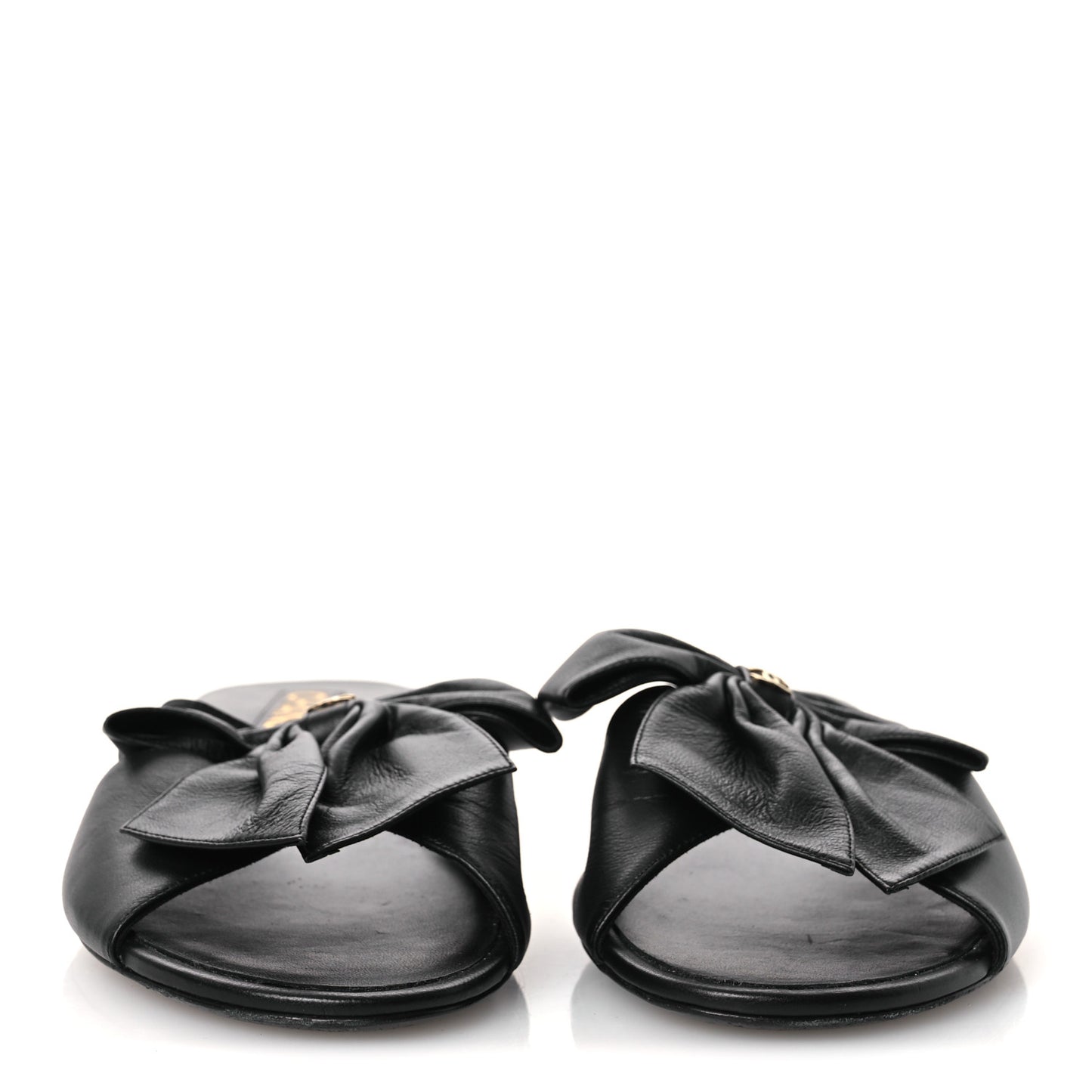 Lambskin Bow CC Mules 39.5 Black