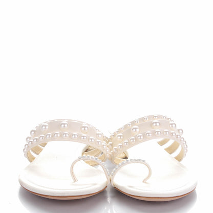 Chanel Lambskin Pearl Sandals 40 White 3 of 10