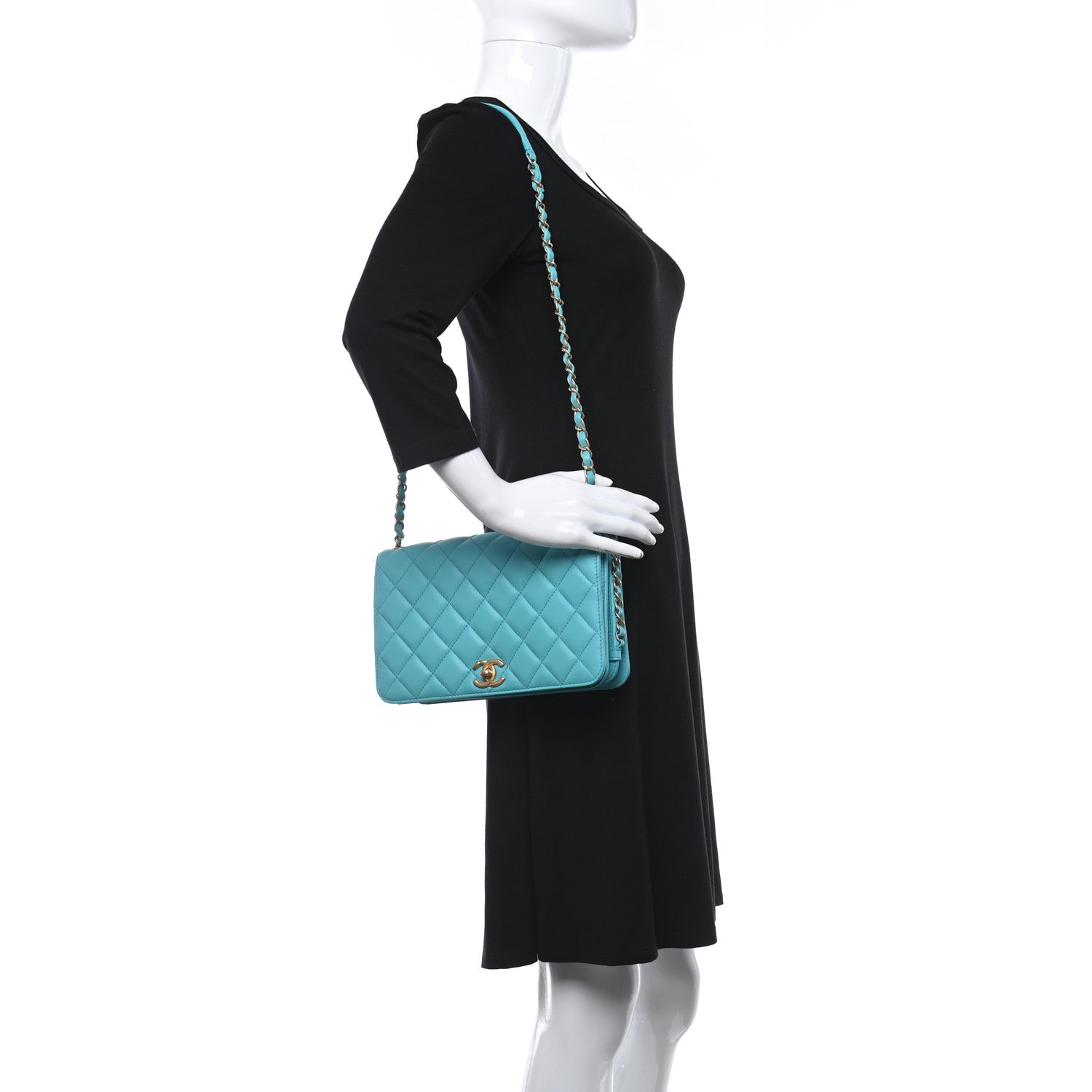 Chanel Calfskin Quilted Medium Everyday Chic Single Flap Turquoise 2 of 10