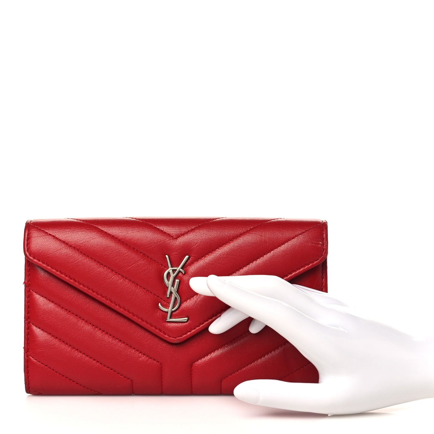 Lambskin Y Quilt Monogram Large Loulou Flap Wallet Rouge Eros