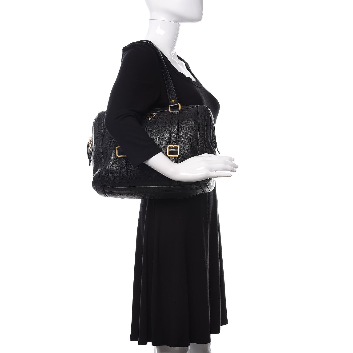 Prada Vitello Daino Satchel Black 2 of 16