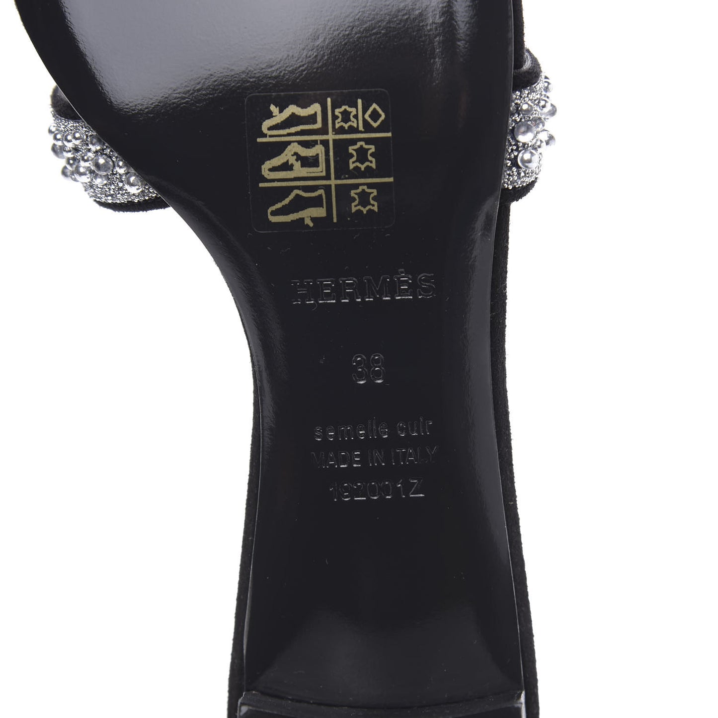 Suede Goatskin Crystal Oasis Sandals 38 Gris Argente Black