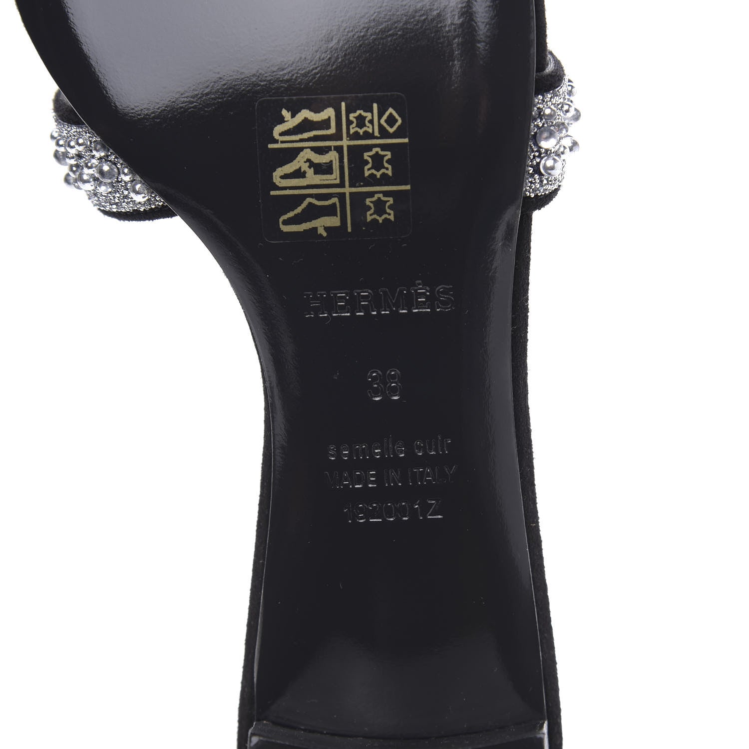 Hermes Suede Goatskin Crystal Oasis Sandals 38 Gris Argente Black 7 of 9