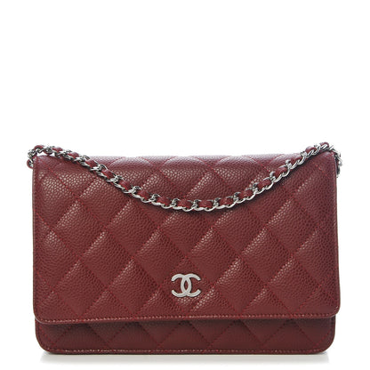 Chanel Caviar Quilted Wallet on Chain WOC Burgundy 1 of 8