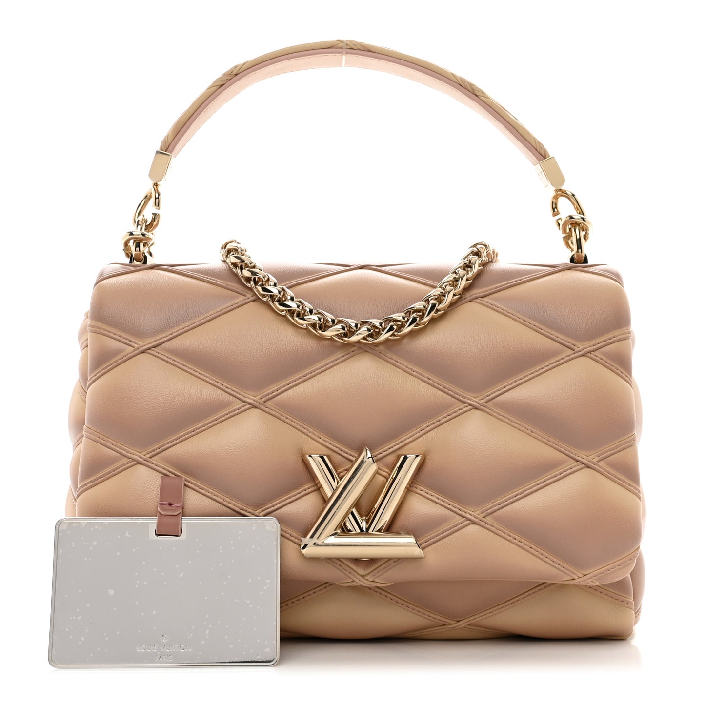 Lambskin Malletage Top Handle GO-14 MM Beige Rose