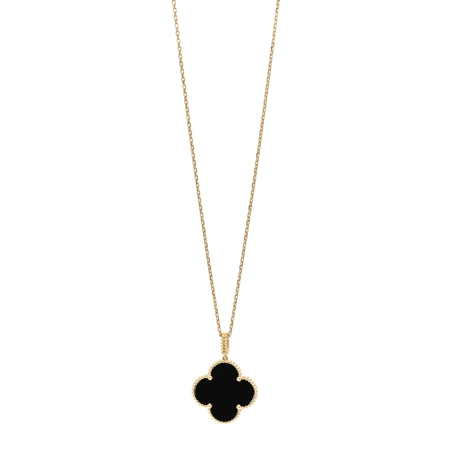 18K Yellow Gold Black Onyx Magic Alhambra Pendant Necklace