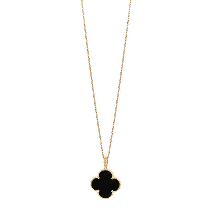 Van Cleef & Arpels 18K Yellow Gold Black Onyx Magic Alhambra Pendant Necklace 1 of 6