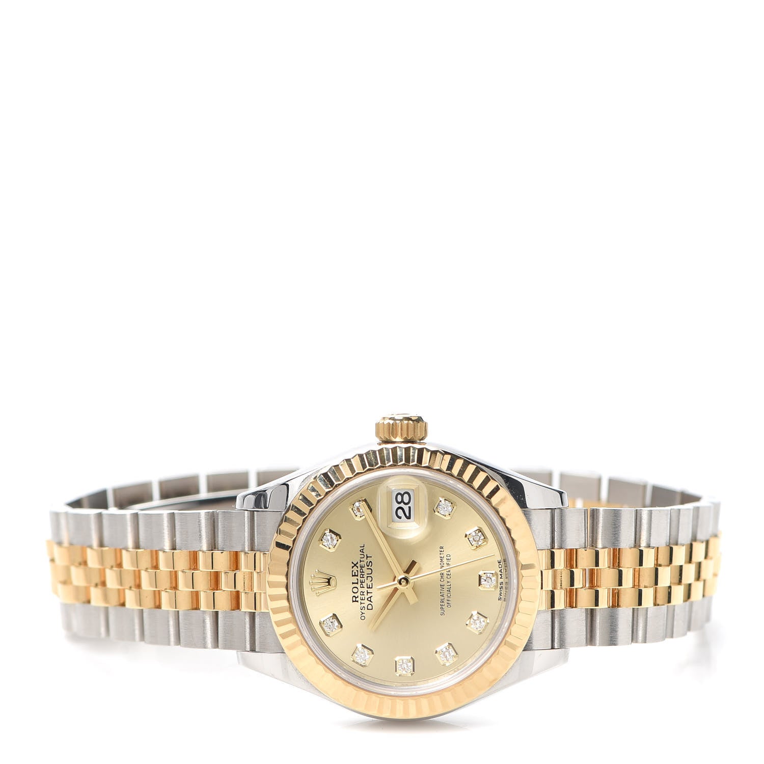Rolex Stainless Steel 18K Yellow Gold Diamond 28mm Oyster Perpetual Datejust Watch Champagne 279173 2 of 6