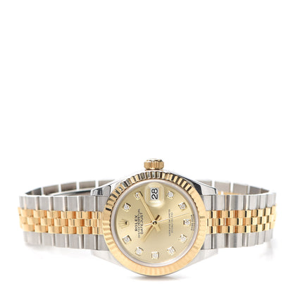 Rolex Stainless Steel 18K Yellow Gold Diamond 28mm Oyster Perpetual Datejust Watch Champagne 279173 2 of 6