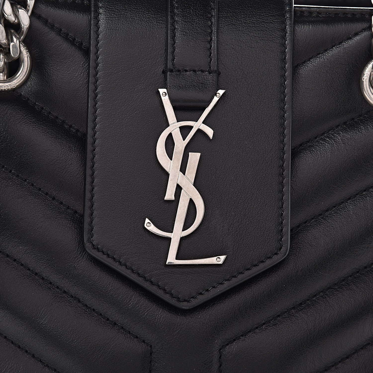 Saint Laurent Calfskin Y Quilted Monogram Small Loulou Shopper Black 11 of 11