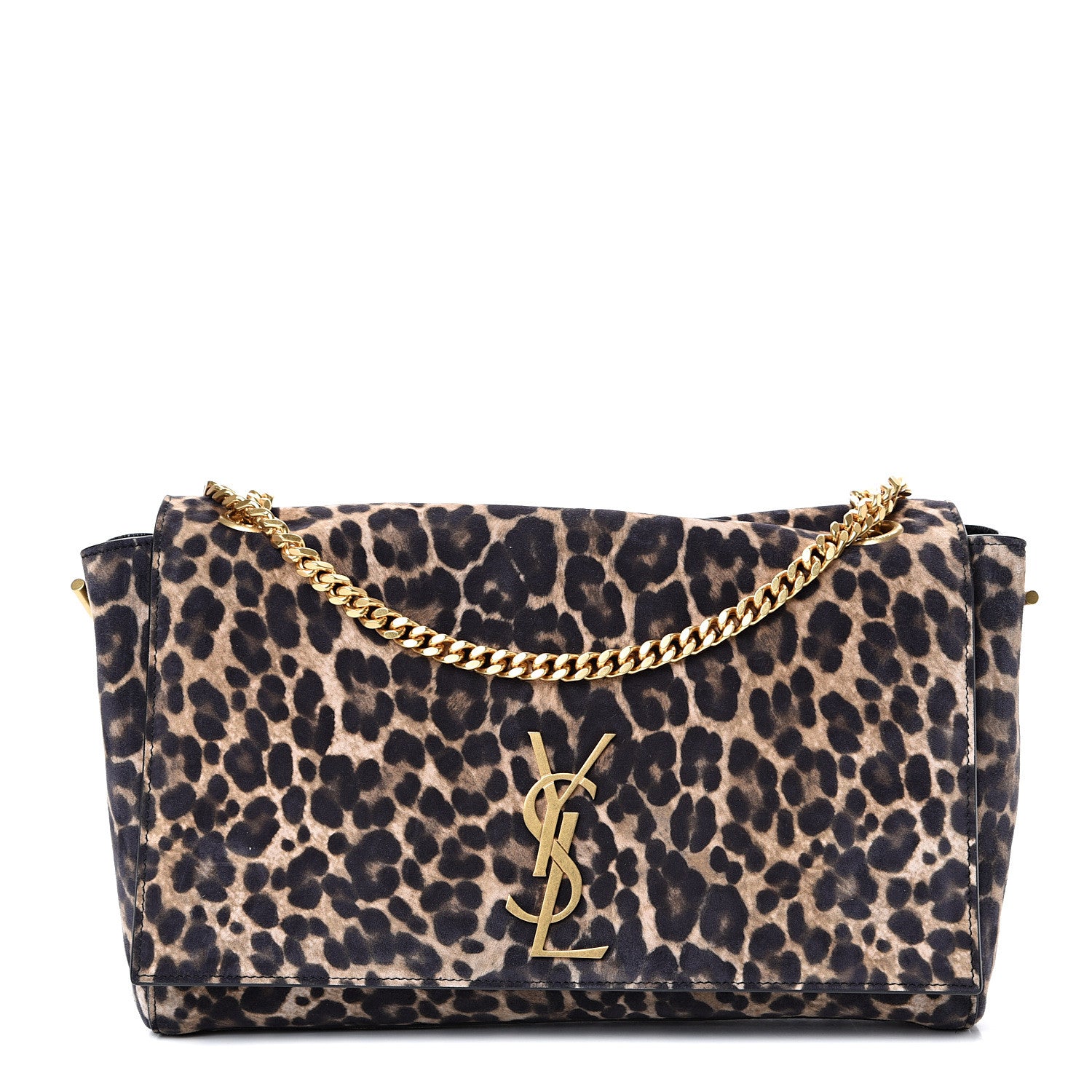 Saint Laurent Smooth Calfskin Leopard Print Medium Reversible Monogram Kate Satchel Black 1 of 15