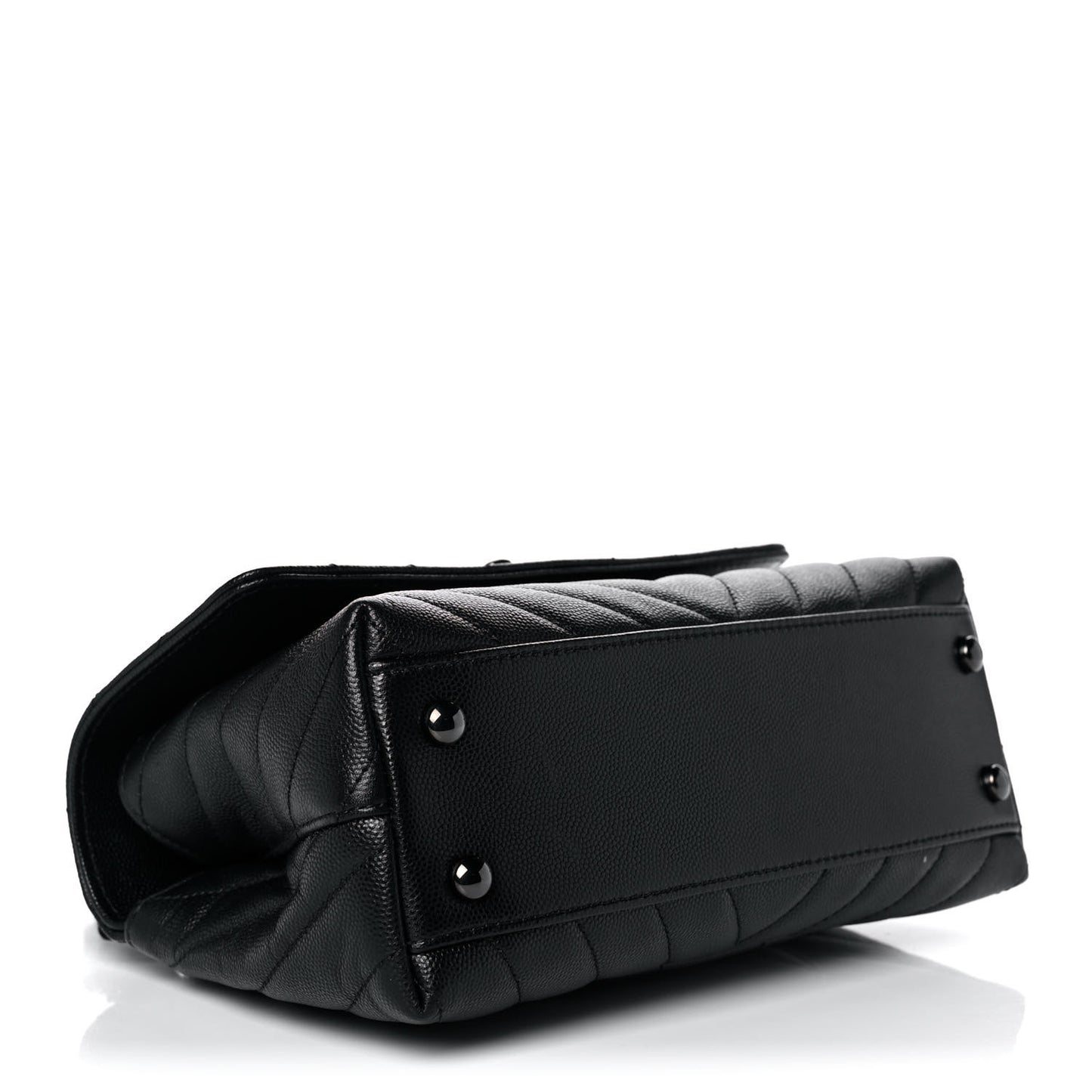 Caviar Chevron Quilted Mini Coco Handle Flap So Black