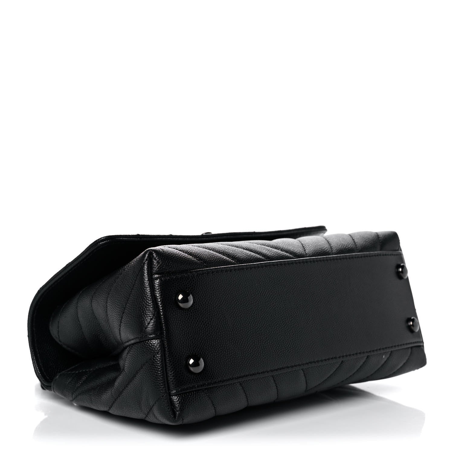 Chanel Caviar Chevron Quilted Mini Coco Handle Flap So Black 4 of 13