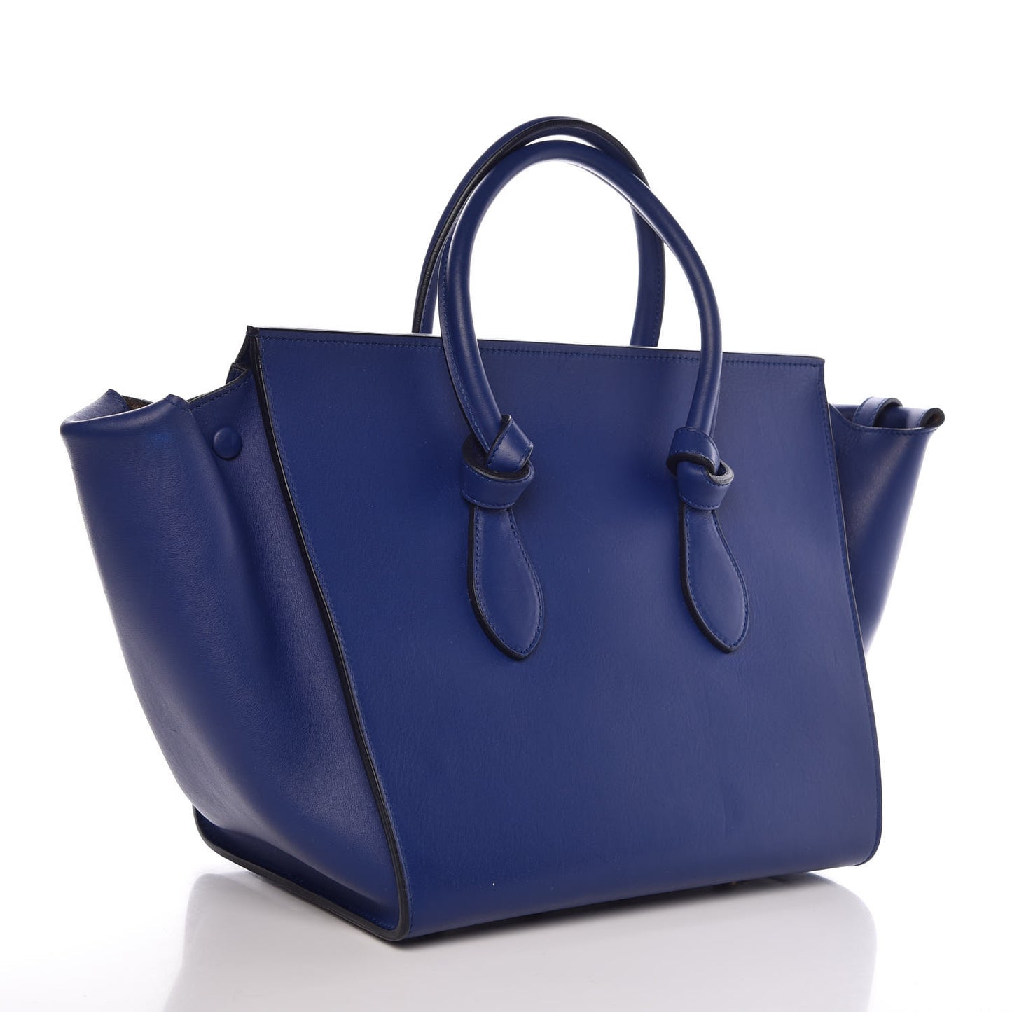 Smooth Calfskin Small Tie Knot Tote Dark Indigo