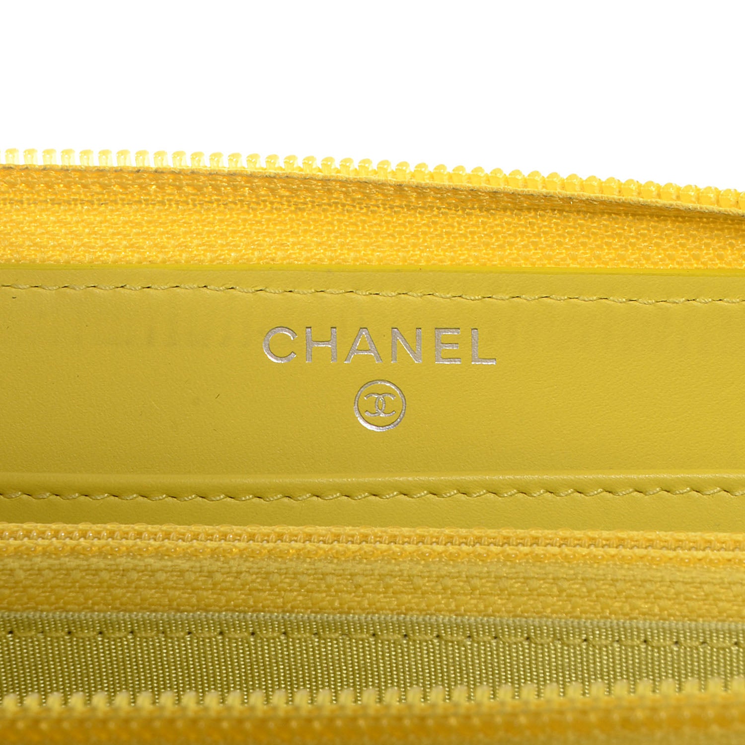 Chanel Caviar CC Timeless Large Zip Around Wallet Yellow 6 of 9