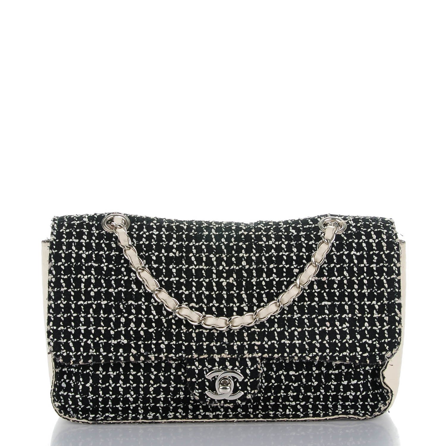 Chanel Tweed Medium Single Flap Black White 1 of 8