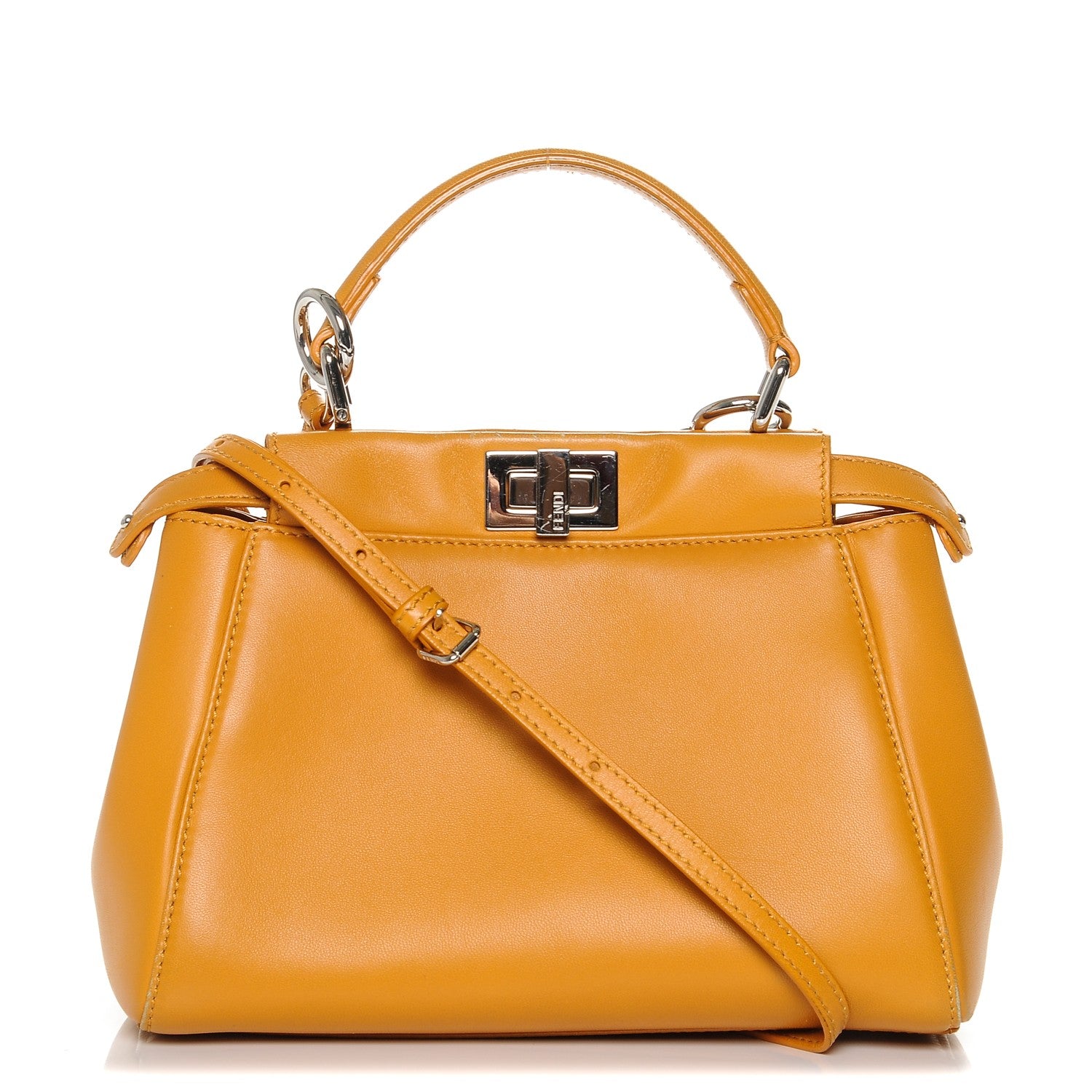 Fendi Nappa Mini Peekaboo Iconic Satchel Giallo Syrup 1 of 6