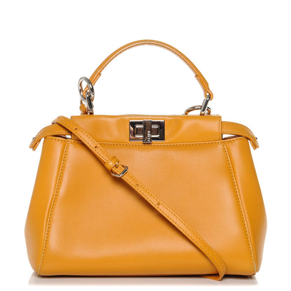 Fendi Nappa Mini Peekaboo Iconic Satchel Giallo Syrup 1 of 6