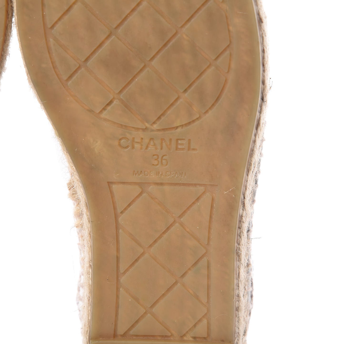 Grained Calfskin CC Espadrilles 36 White Black