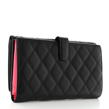 Chanel Calfskin Quilted Cambon Long Double Wallet Black 3 of 17