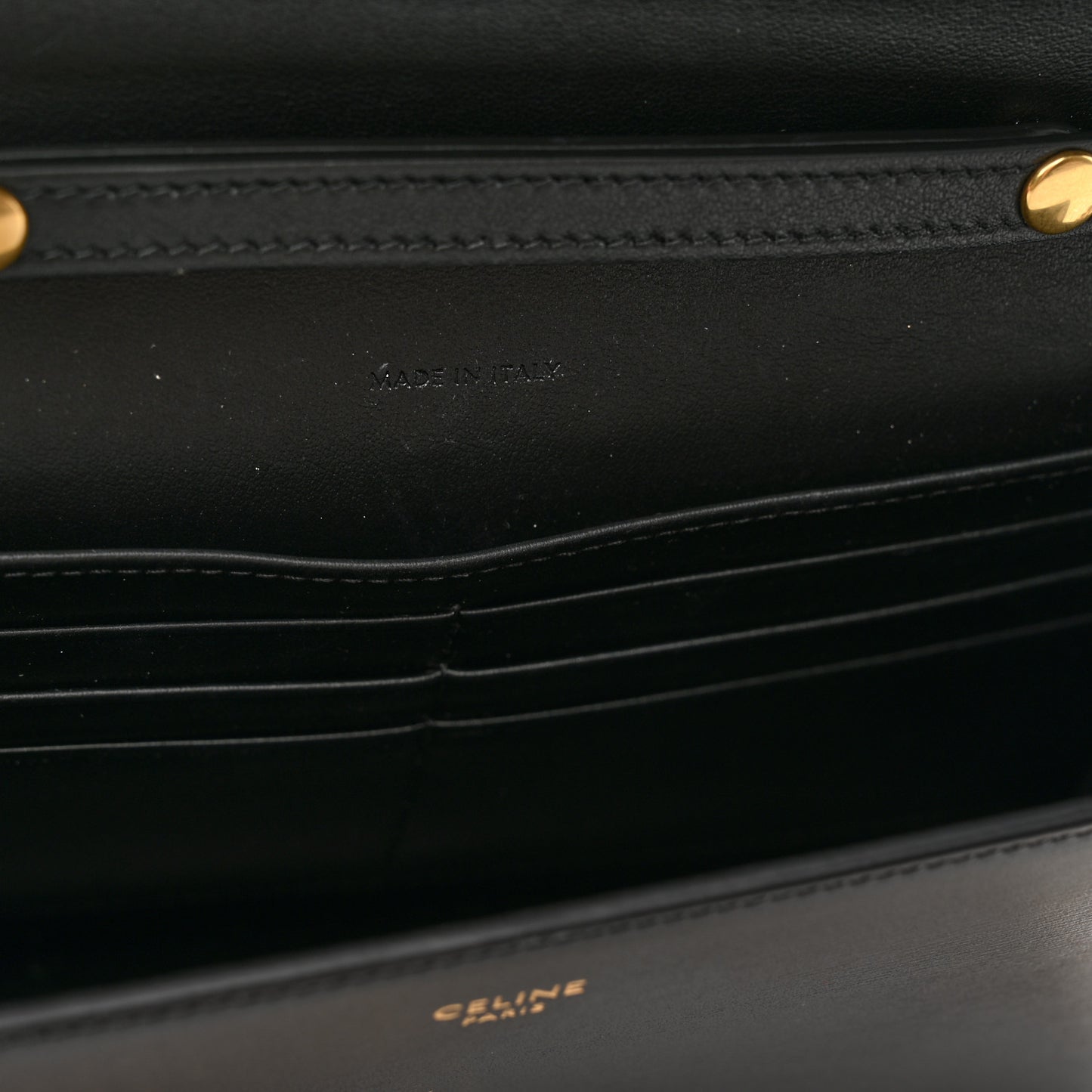 Shiny Calfskin Triomphe Margo Wallet on Chain Black