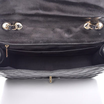 Chanel Patent Quilted Sparkle Glitter Jumbo Single Flap Black 6 of 10